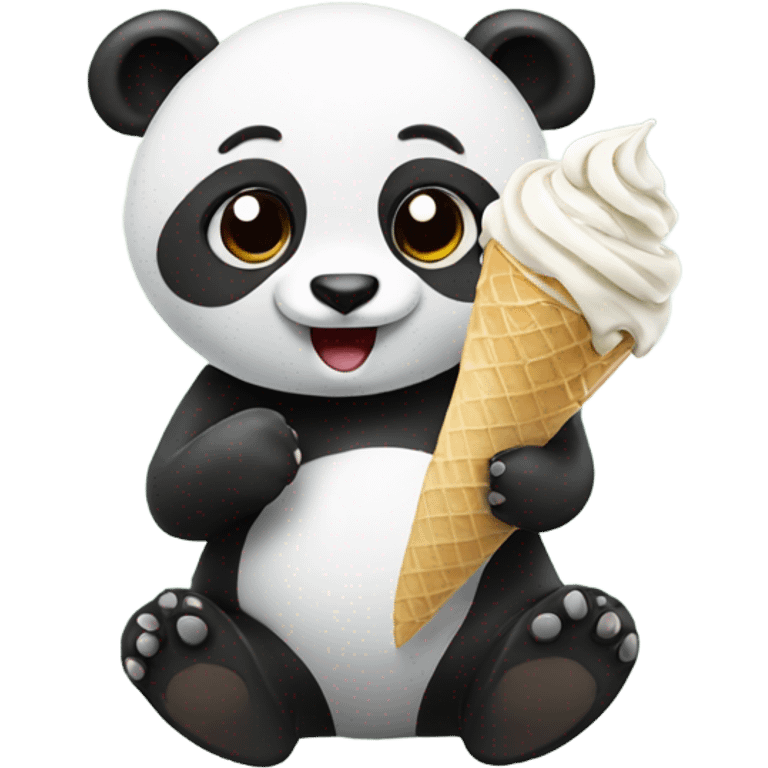 Panda eating ice cream emoji