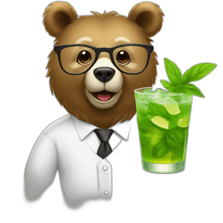 bear with glasses drinking mojito emoji