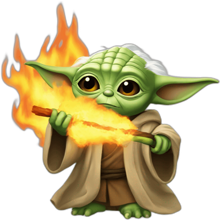 Yoda with fire emoji