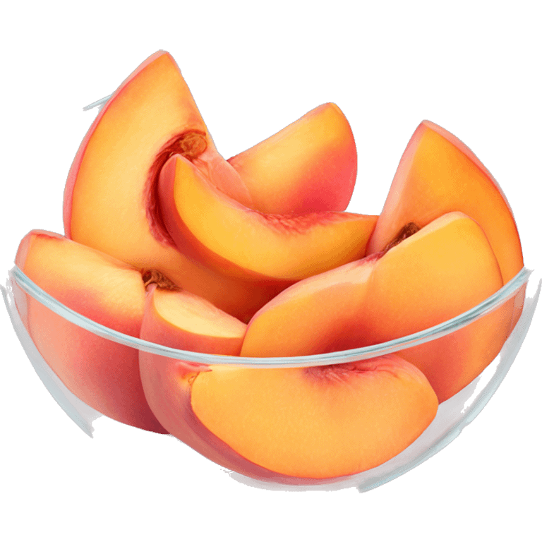 Pink peach slices in a clear glass bowl  emoji