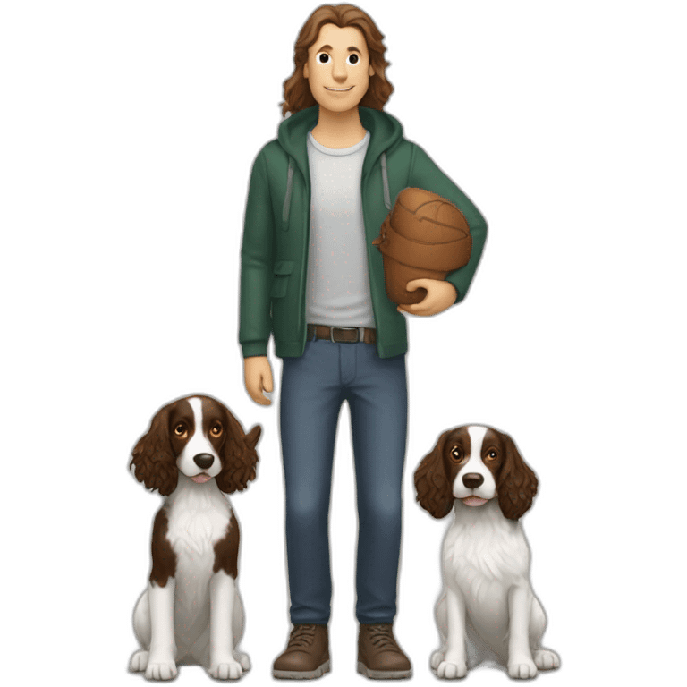 Springer spaniel with man and woman emoji