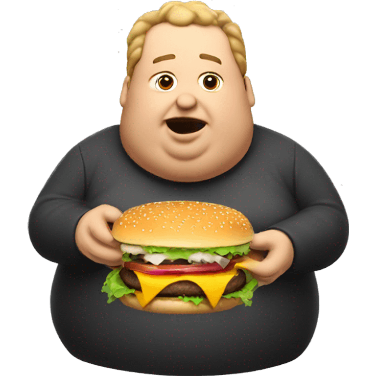 A fat man eats a burger emoji