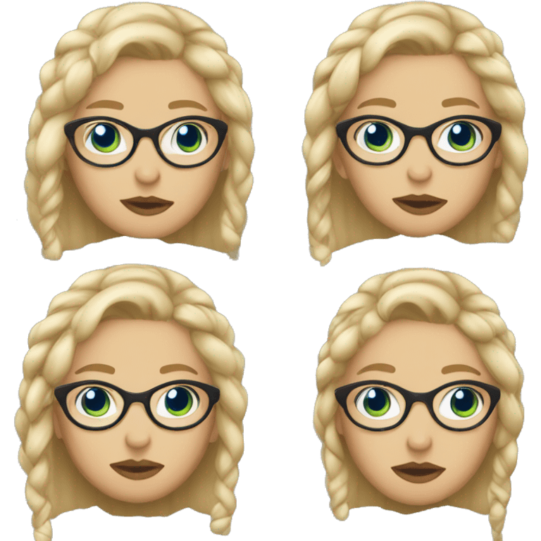 Blonde haired blue eyed girl with light skin side braid and glasses emoji