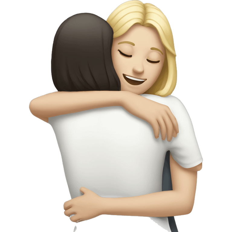 white woman hugging white woman emoji