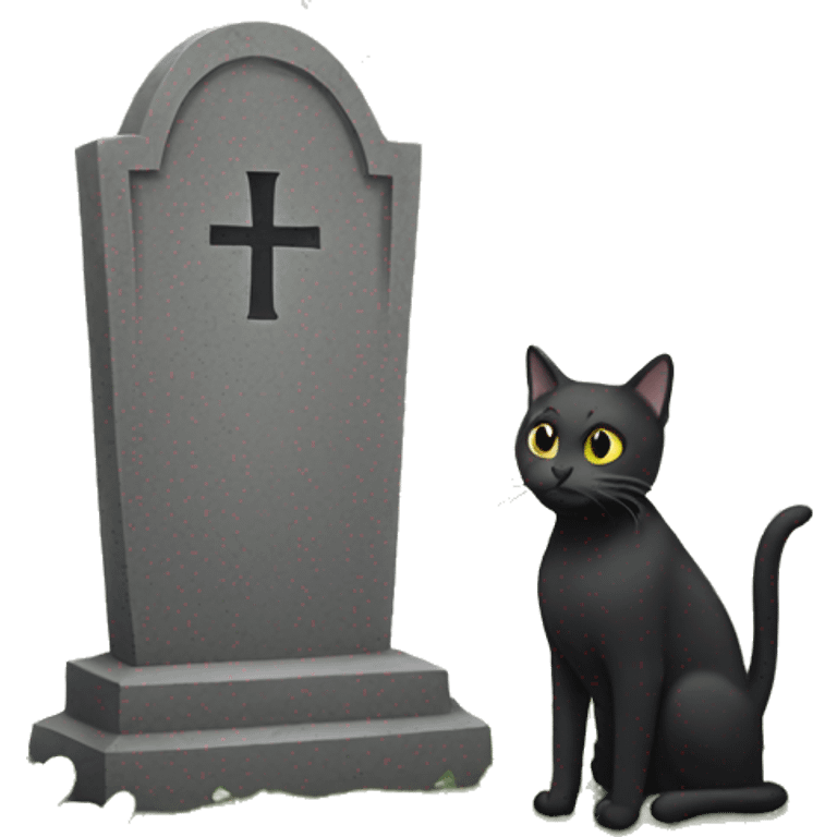 grave with a cat next  to it emoji