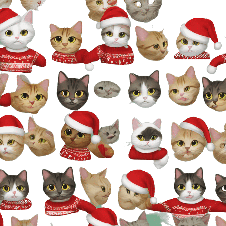 12 cats in christmas sweaters emoji