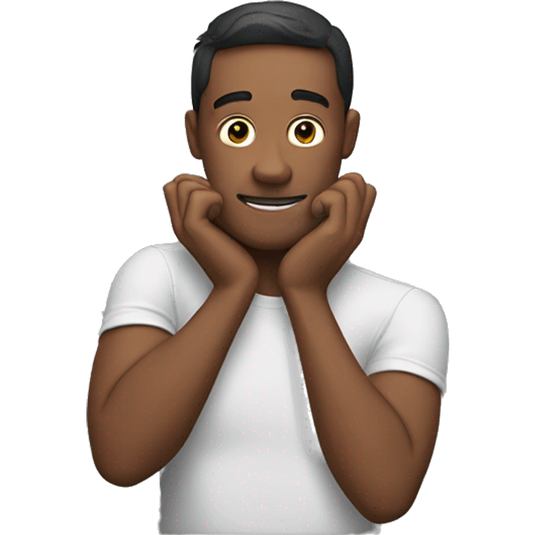 man with one of his forearms on his face and the other arm stretched out emoji