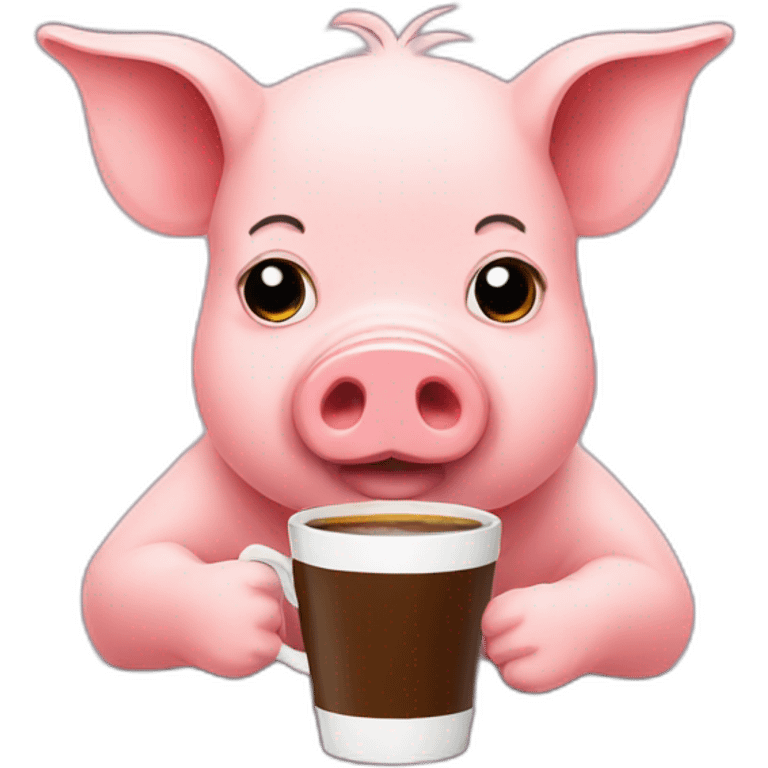 pig drinks coffee emoji