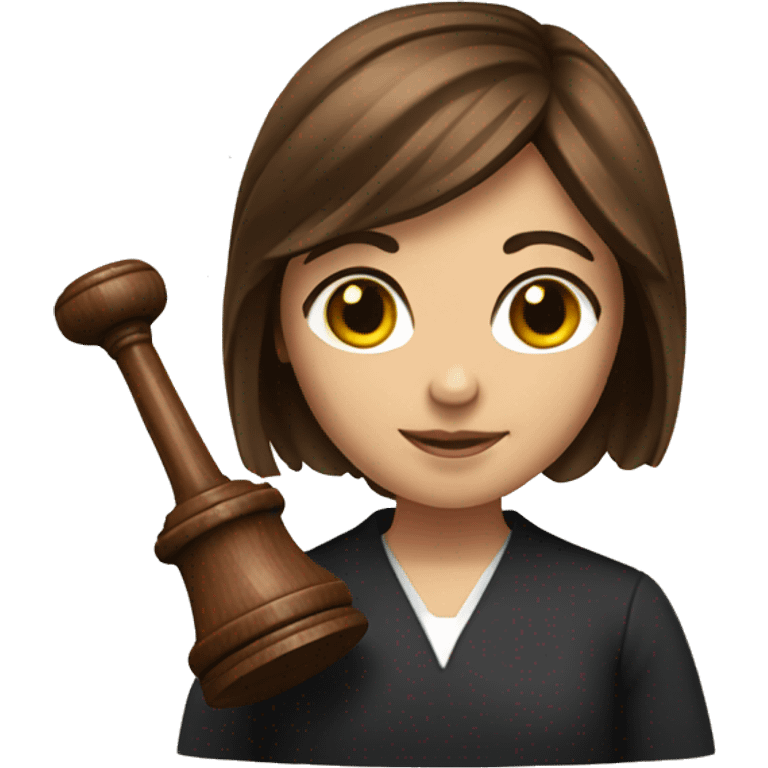 Brown haired girl with gavel emoji