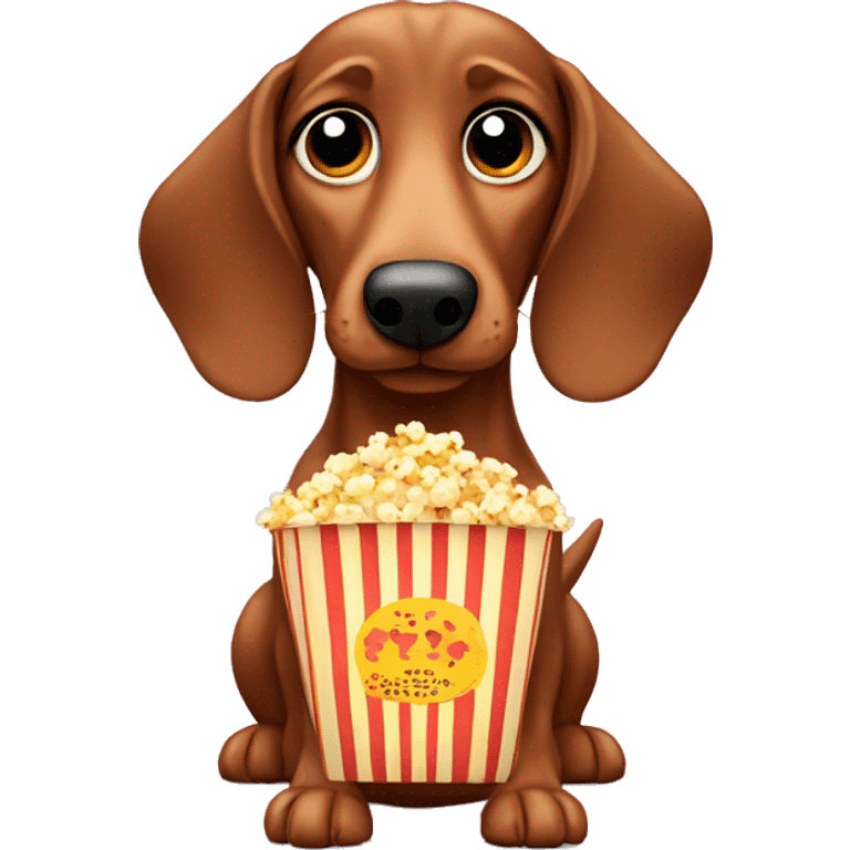 Wiener dog with popcorn emoji