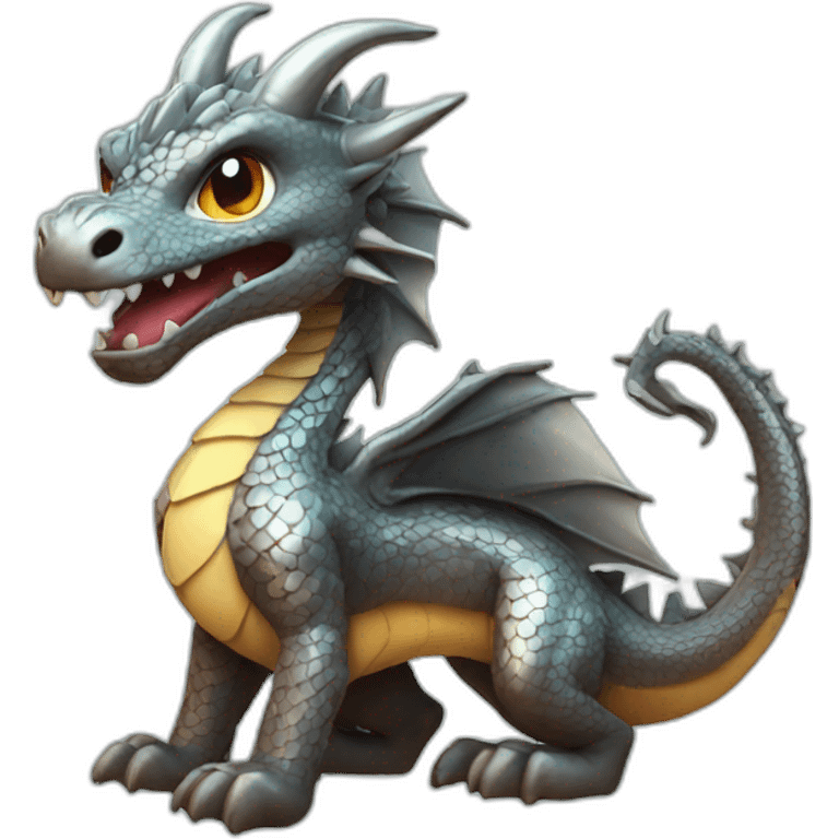 metallic dragon cute emoji