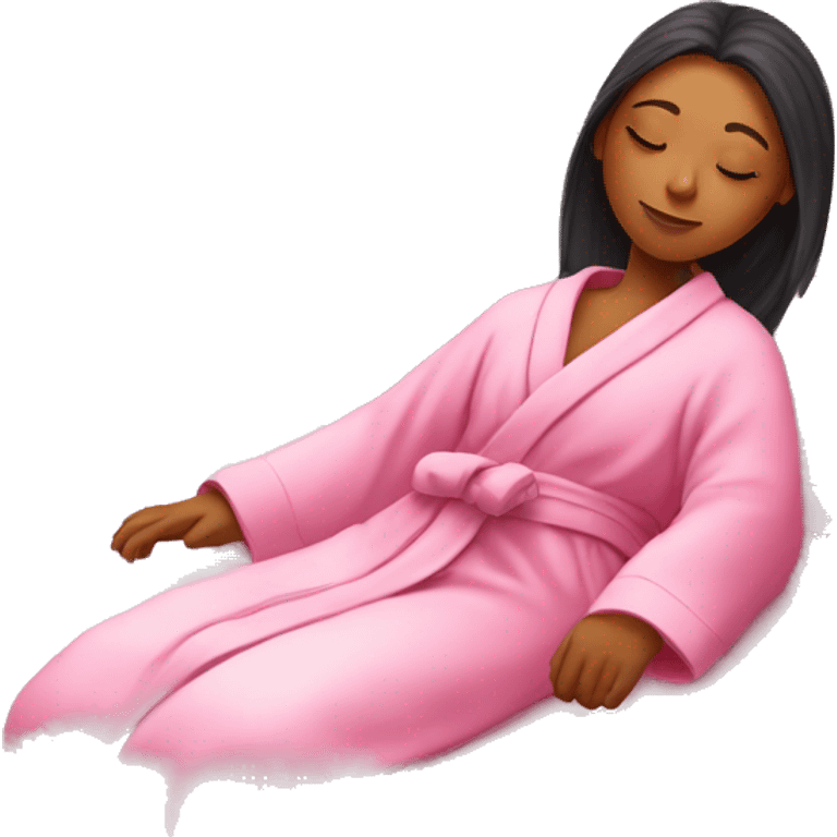 Girl with pink robe sleeping on a massage bed emoji