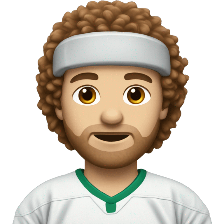 White male with brown fluffy hair with hockey jersey on emoji