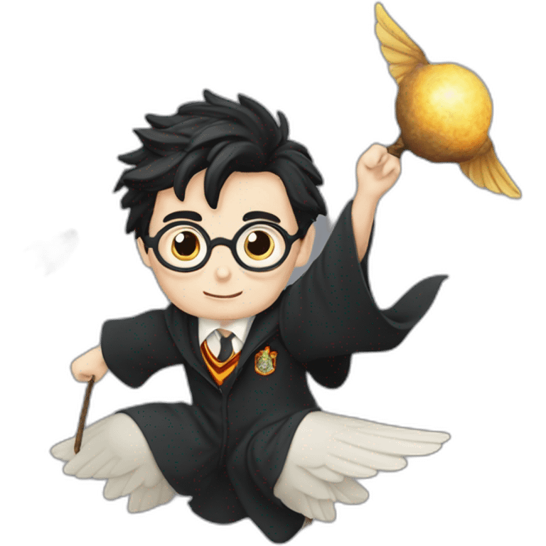 Harry Potter flying with Nimbus 2000 emoji