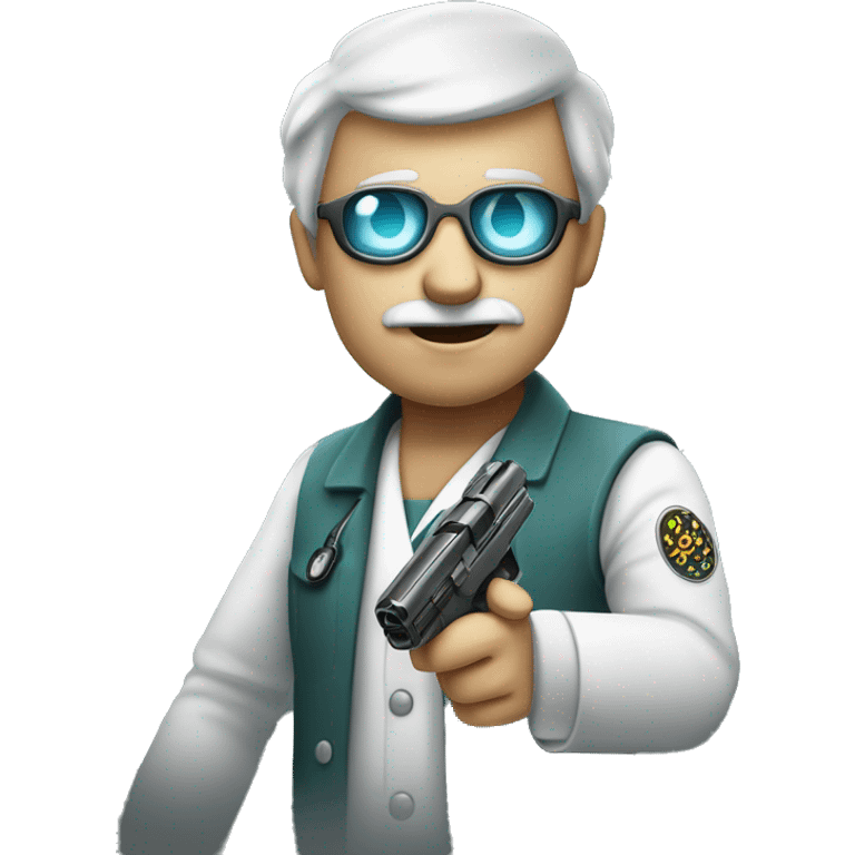 Medecin noir avec un pistolet laser dans les mains emoji