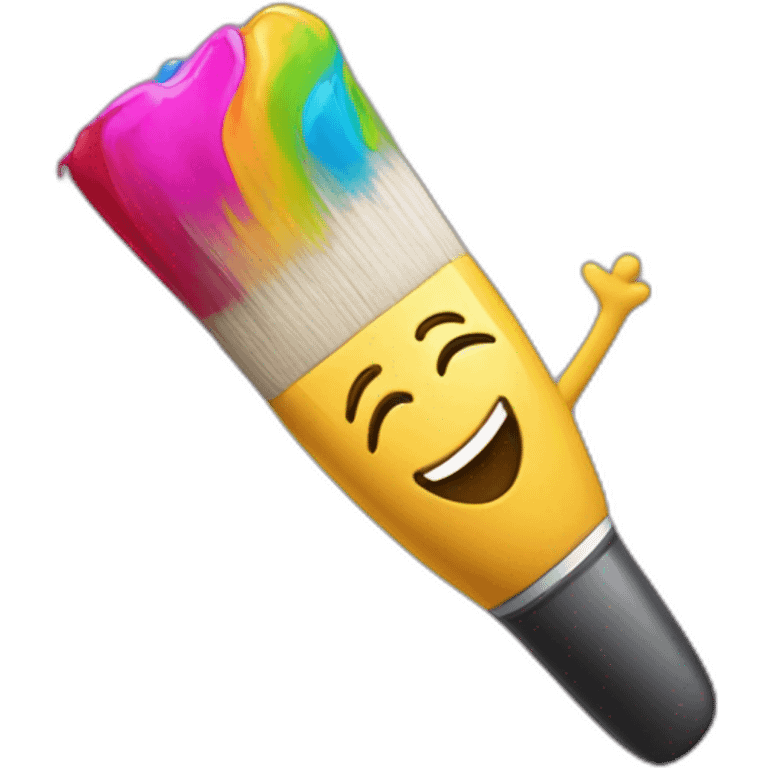 paintbrush with a face singing with joy many colors emoji