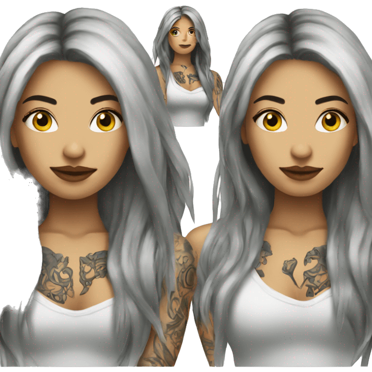 tattooed woman very attractive long hair emoji