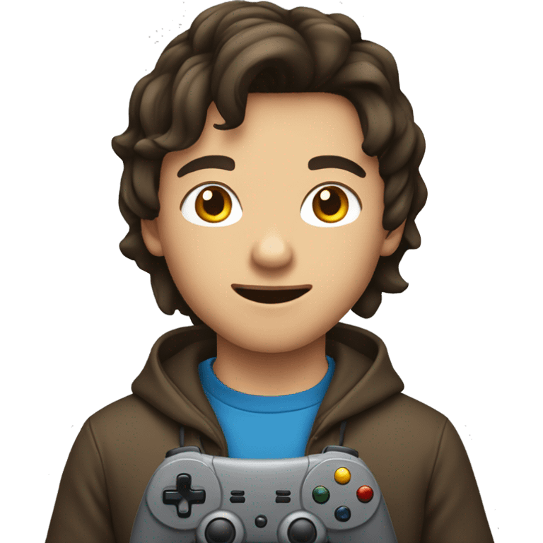 Brunette boy gaming emoji