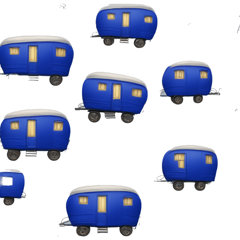 Realistic cobalt blue vintage round gypsy caravan wagon camper emoji