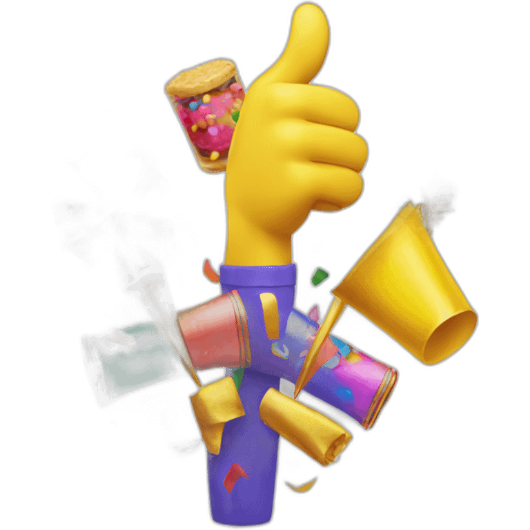 Thumbs up, clapping hands, and party poppers emoji emoji