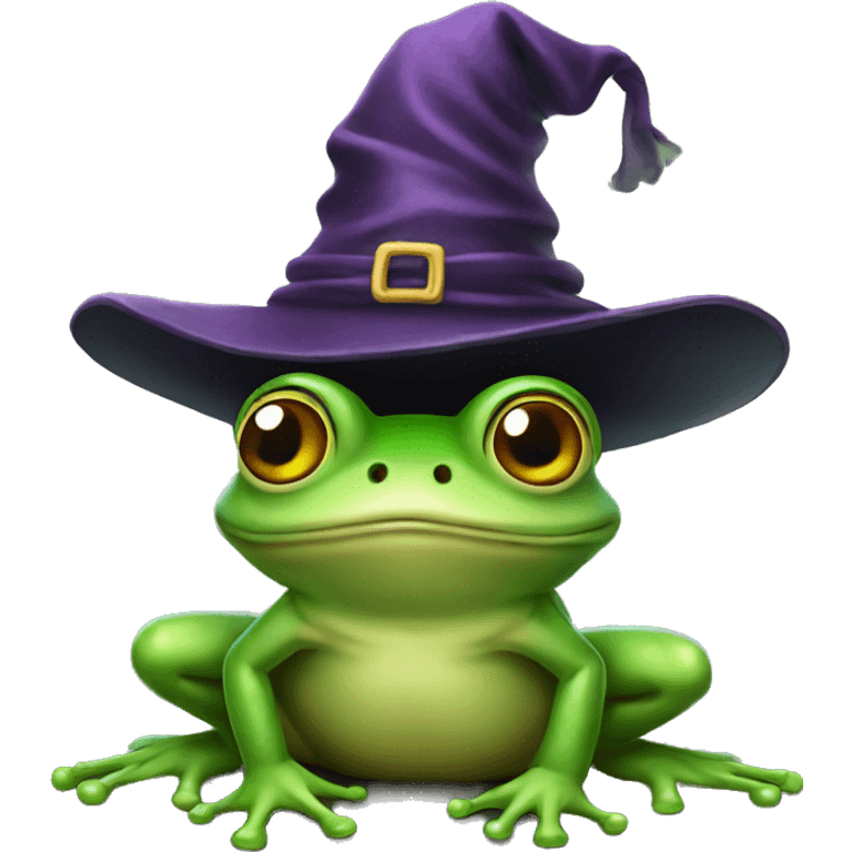 Frog wearing witch hat emoji