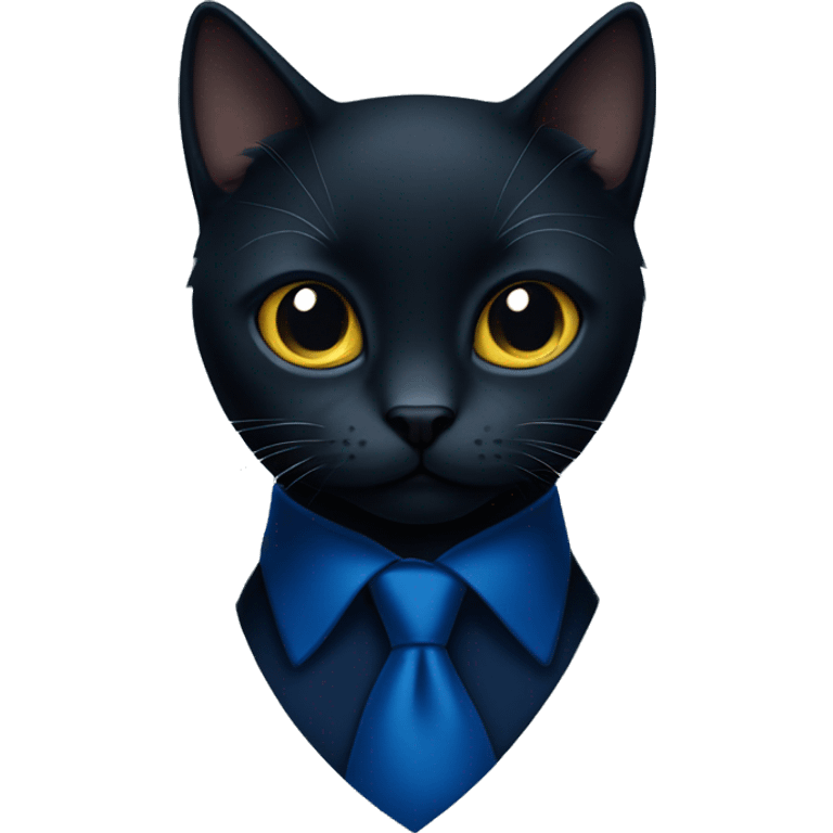 black cat in a dark blue tie emoji