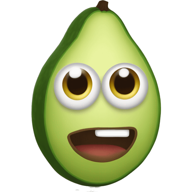 Creame un estiker de un aguacate con ojos y boca emoji