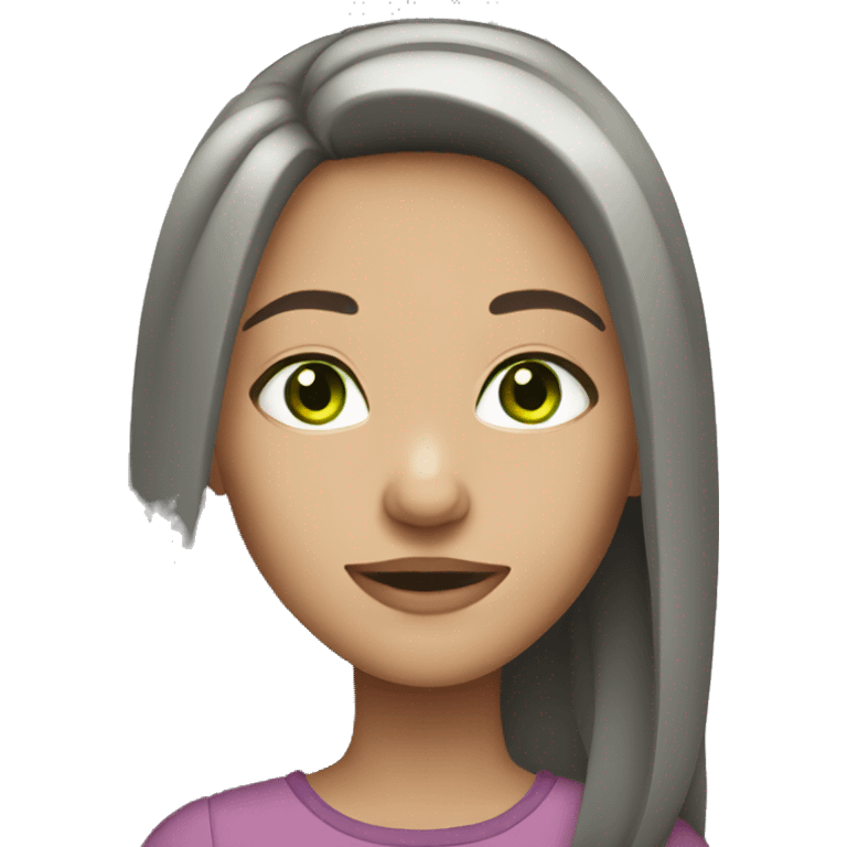 girl with straight grey brown hair and green eyes emoji