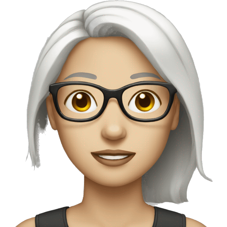 women with glasses and white skin emoji