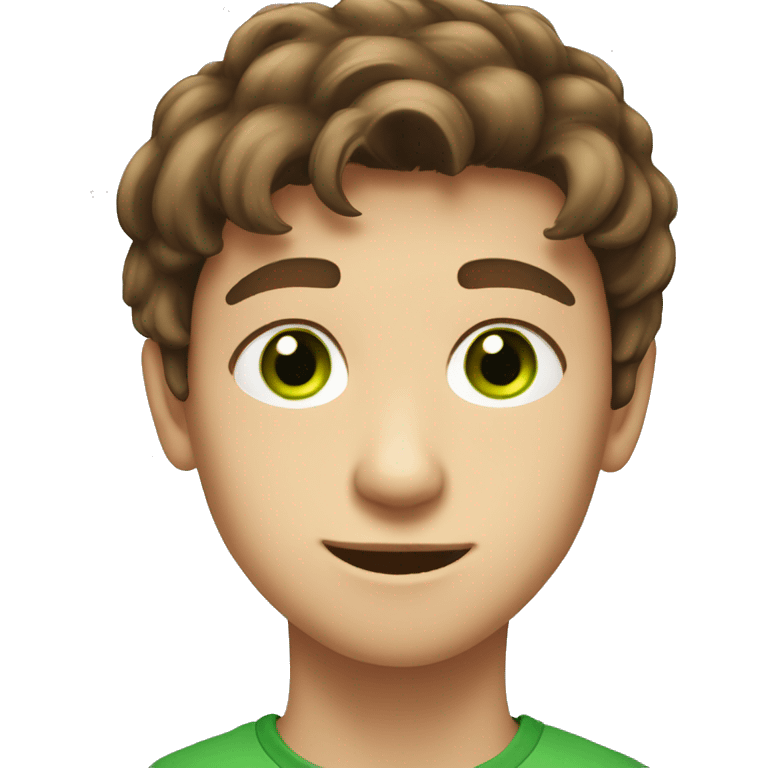 Brown hair teen-ager boy withe green eyes 13 years old emoji