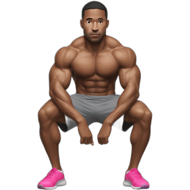 hyper-realistic fitness model squatting emoji