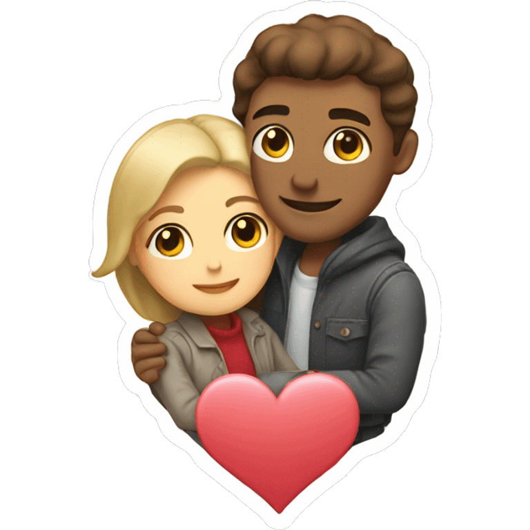 small sticker of a couple in love with a heart emoji