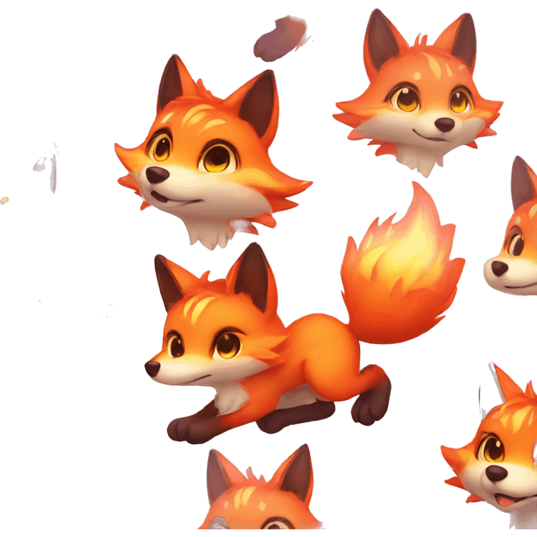 fantasy fire fox cute kawaii emoji