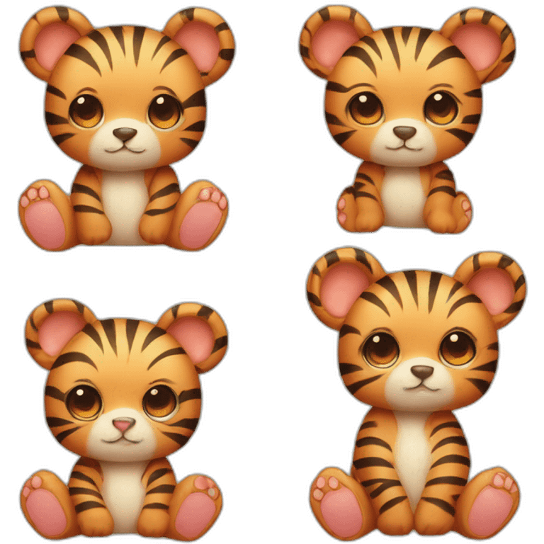 cute bear with floppy rabbit ears and tiger stripes emoji