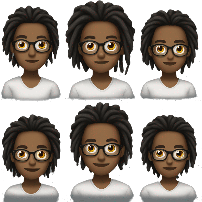 A black teenager with dread locks and clear glasses emoji