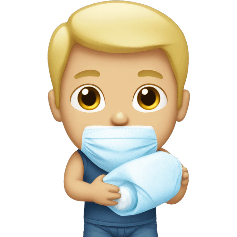 blonde dad changes diaper emoji