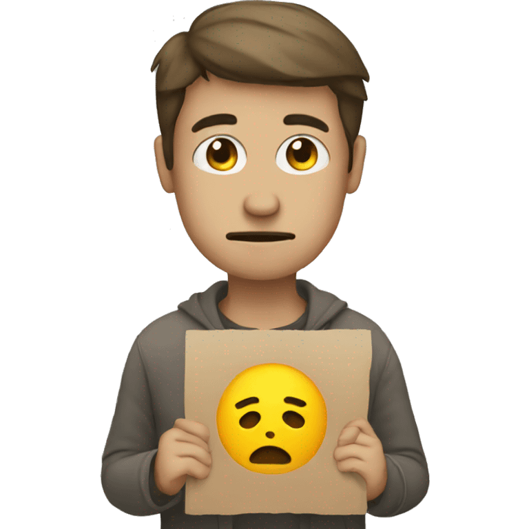 sad man holding sign emoji