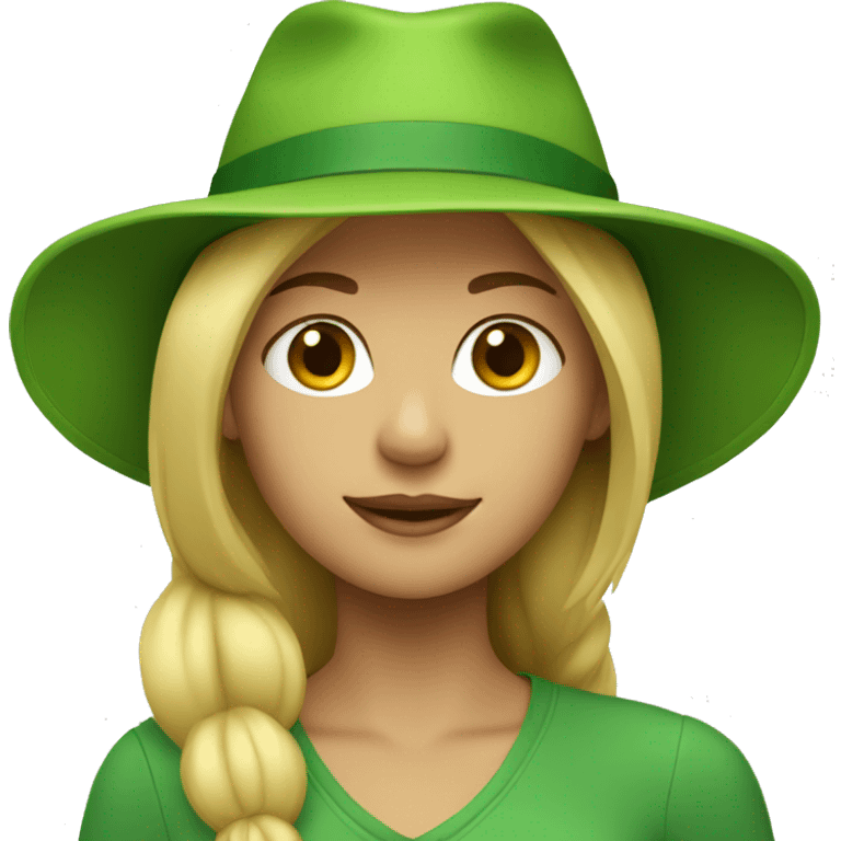 blonde girl wearing green hat emoji