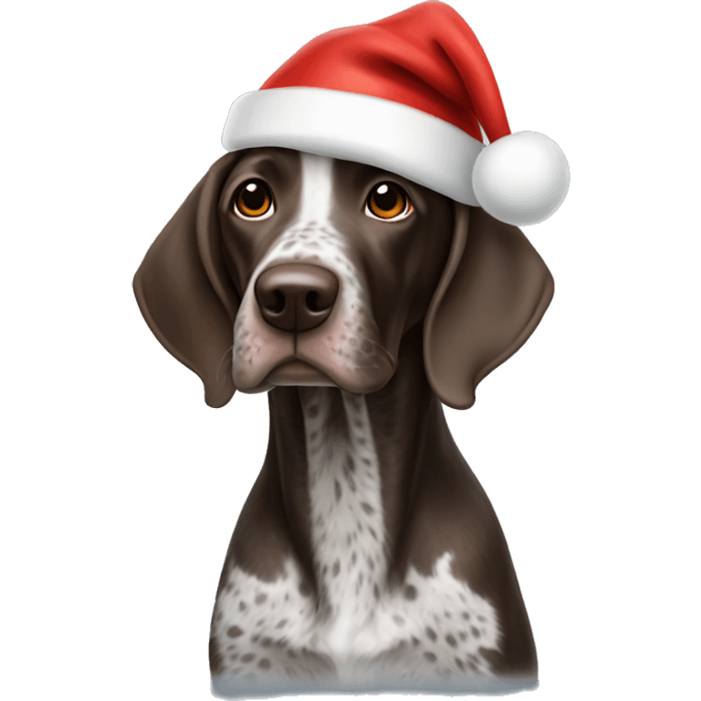 German shorthair with santa hat emoji