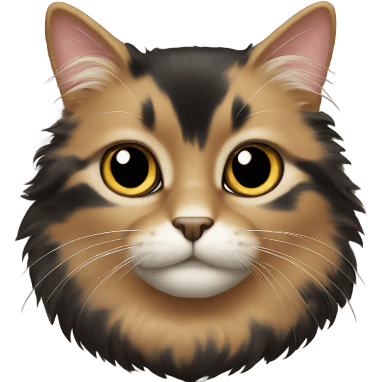 Fluffy black and tan cat emoji