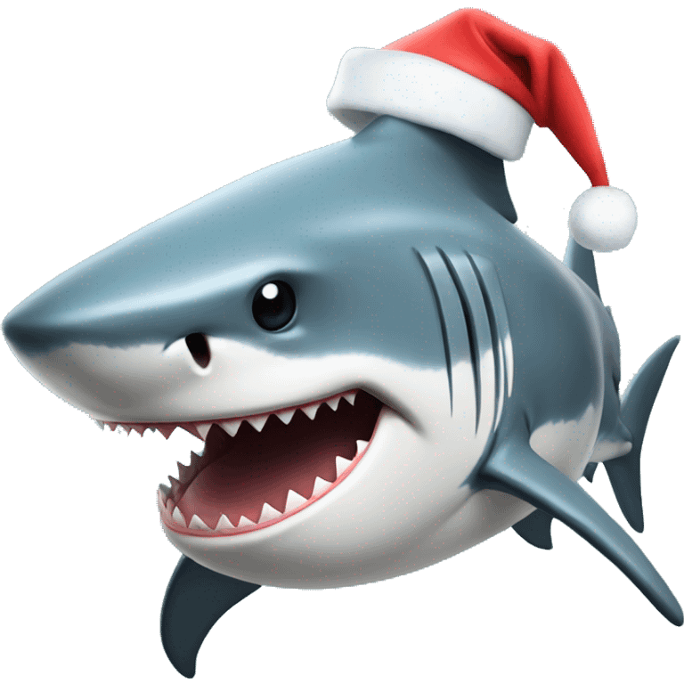 Shark with a christmas hat emoji