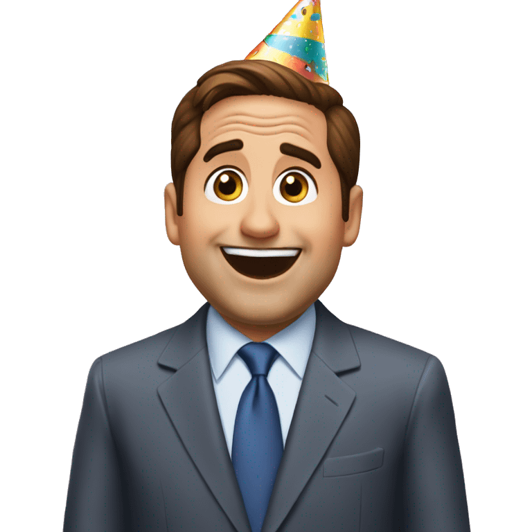 Excited Michael Scott with a party hat emoji