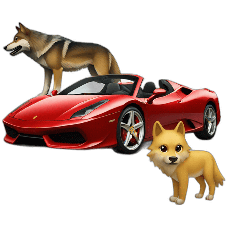 wolf next to a ferrari emoji