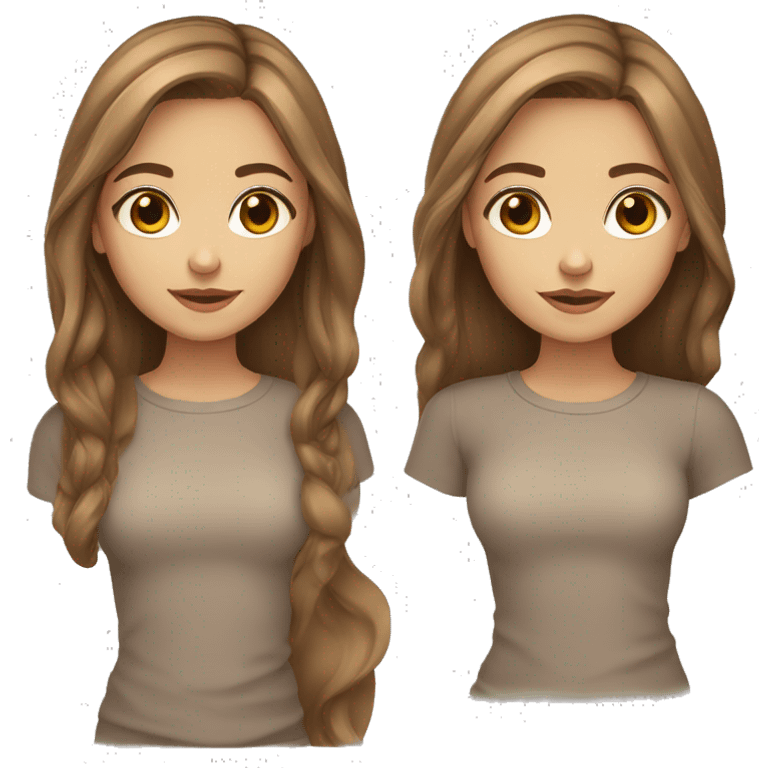 Middle part light brown hair with brown eyes girl emoji