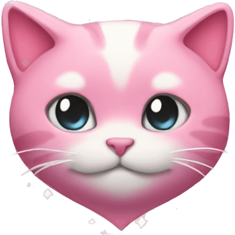 Pink heart with sparkling and cat emoji