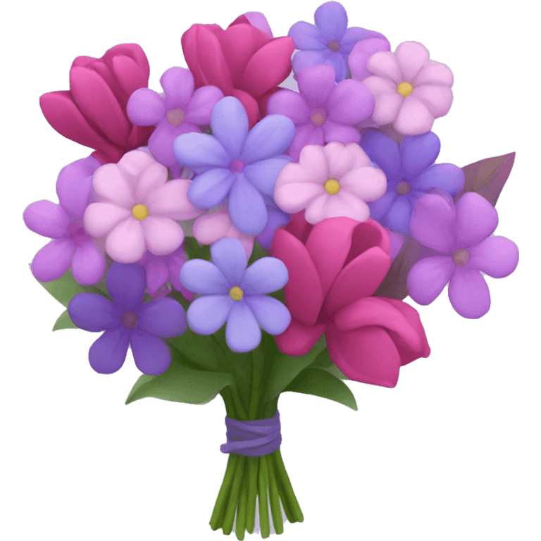 Flower bouquet with pink, fuchsia, lilac and purple flowers emoji