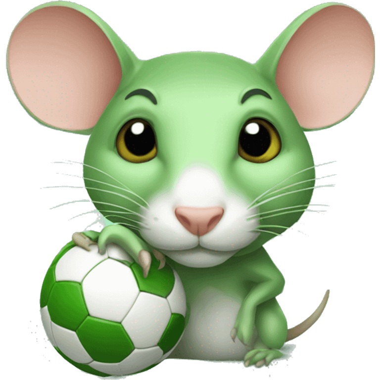 head of green rat with soccer ball emoji