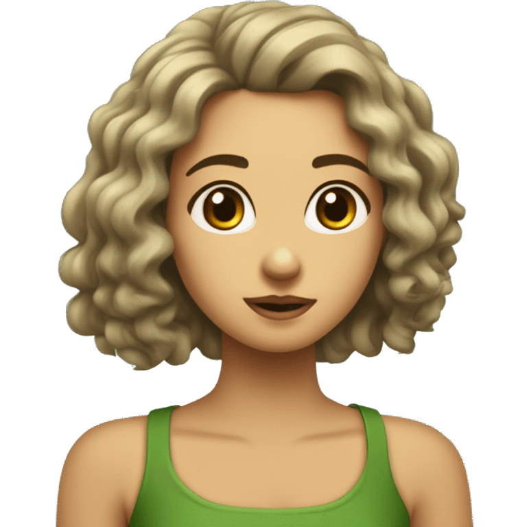 sou uma menina criança pele bege claro  com um coelho.olhos verde claro cabelo castanho ondulado no ombro  emoji