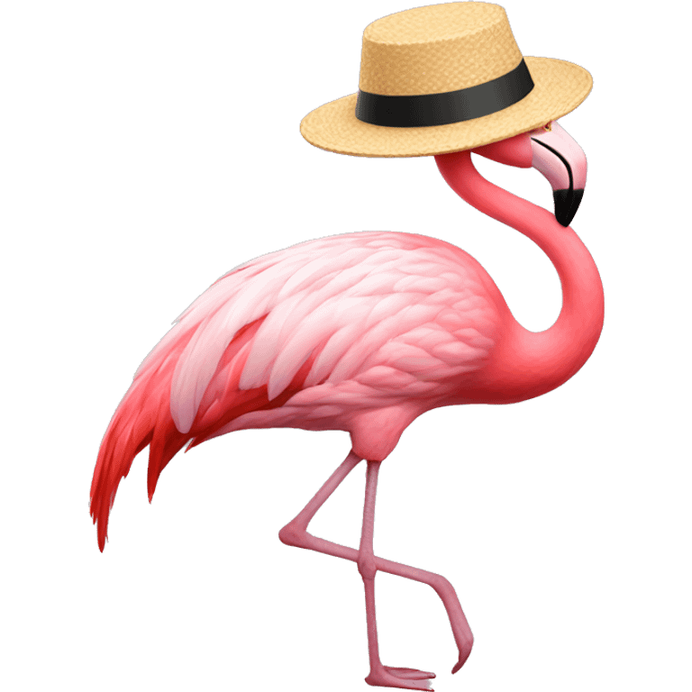 Flamingo with a hat emoji