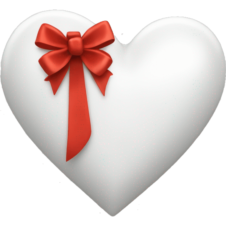 White pretty heart with a red bow wrapped around it in the middle  emoji